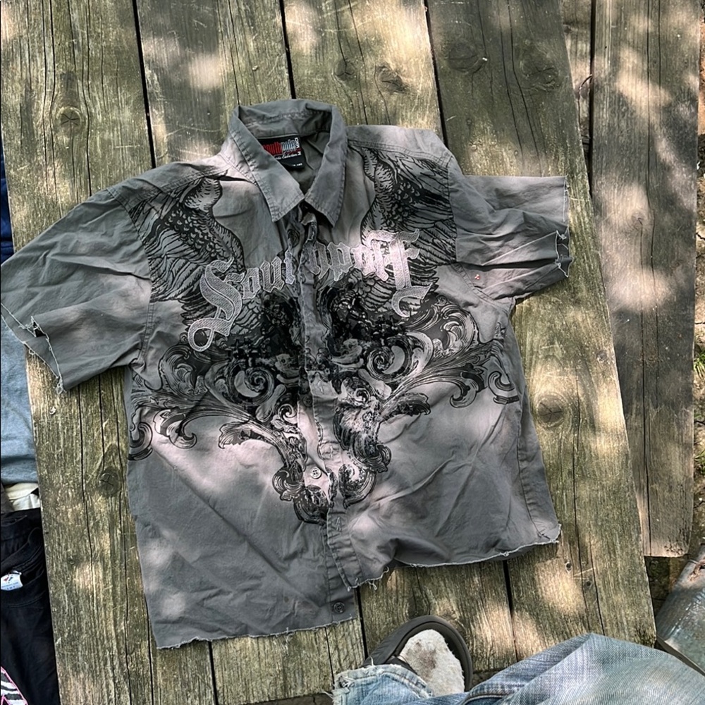 ‘South Pole’ Gray Graphic Short Sleeve Shirt